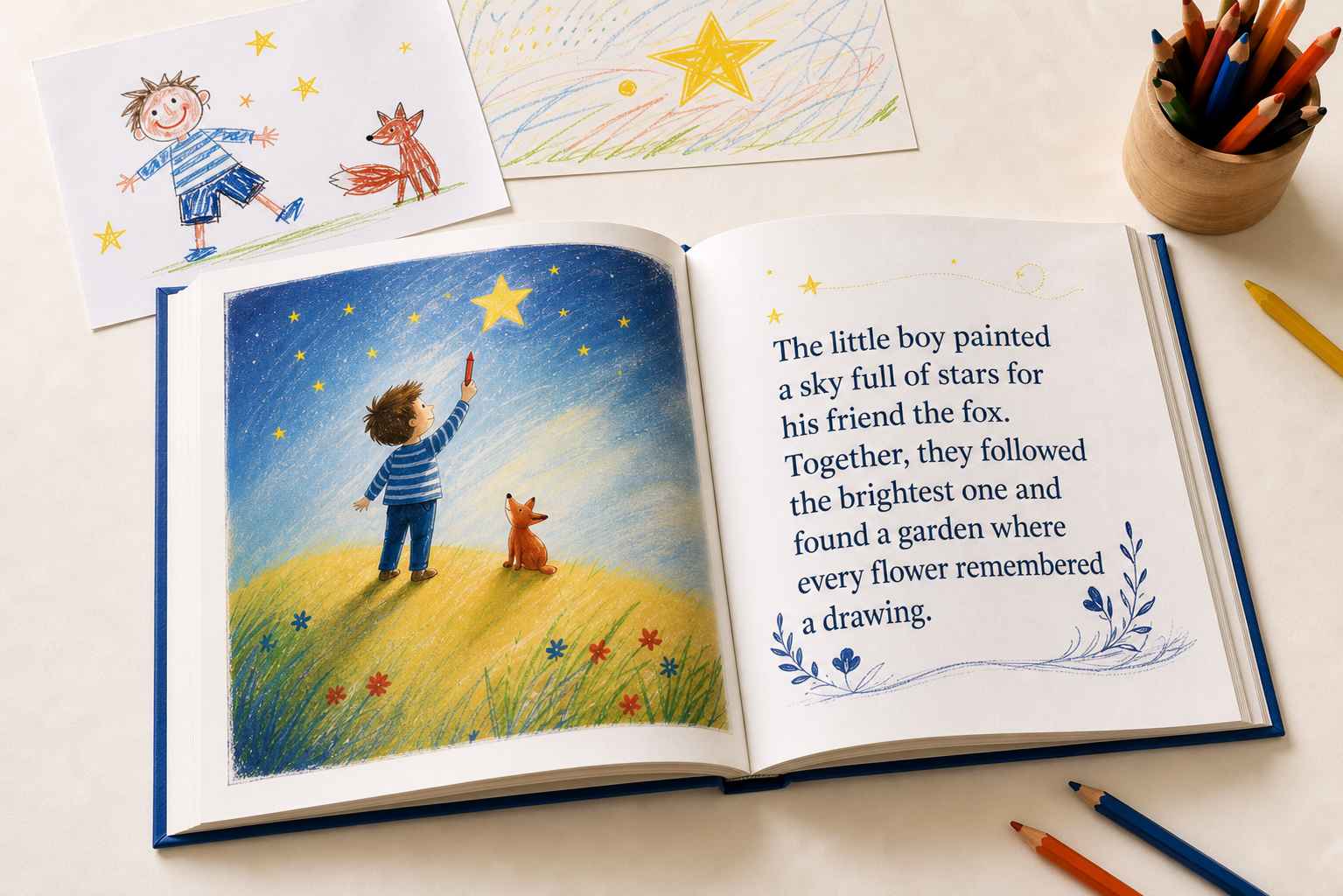 An open DrawnMagic storybook created from a child’s drawing